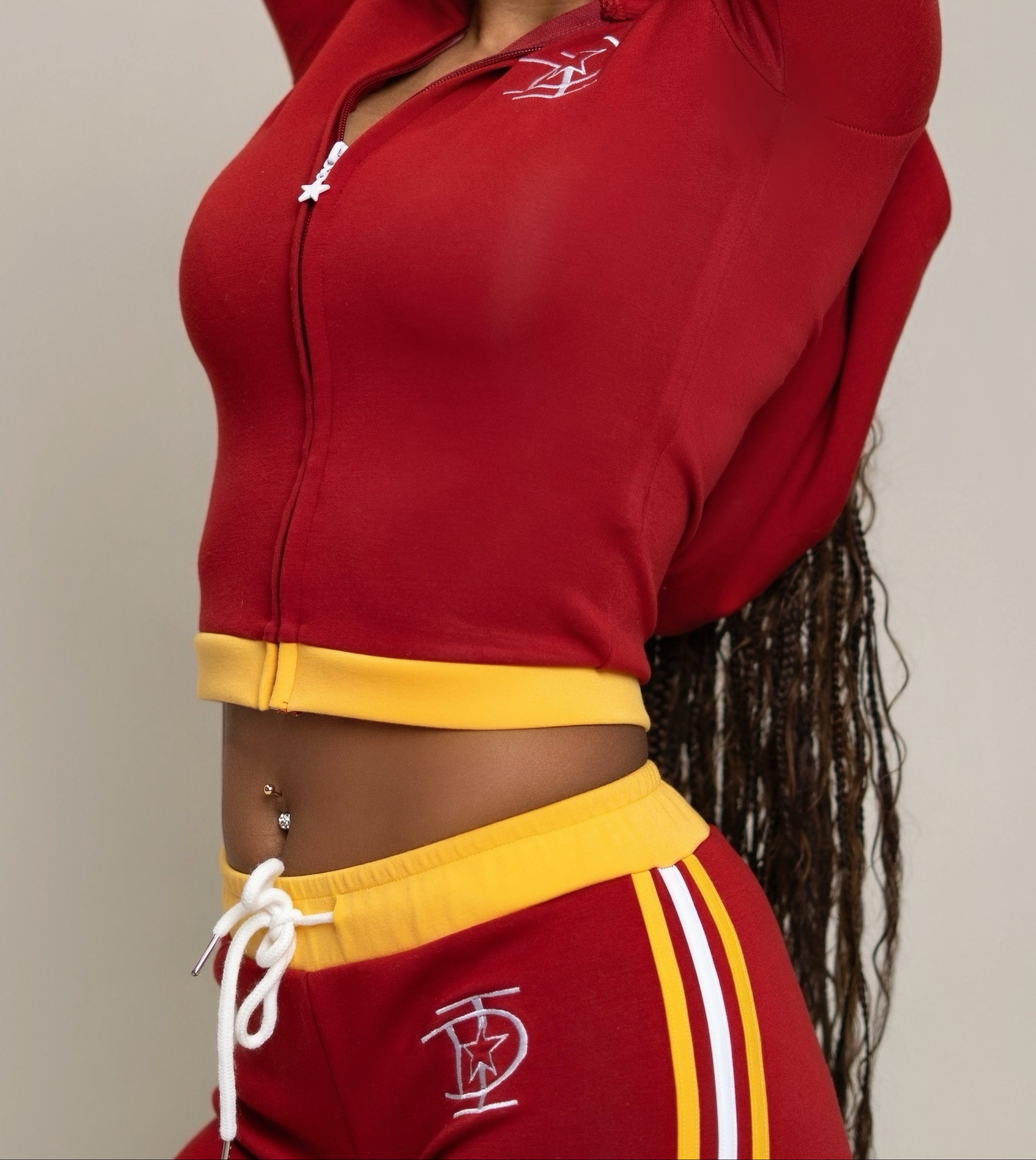 RUBY RED CROPPED ZIP - UP HOODIE