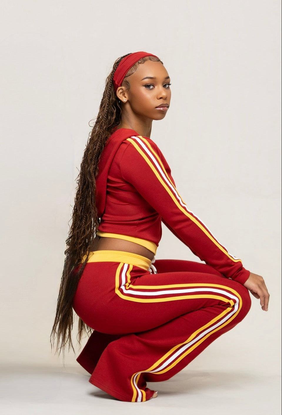 RUBY RED CROPPED ZIP - UP HOODIE