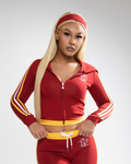 RUBY RED CROPPED ZIP - UP HOODIE