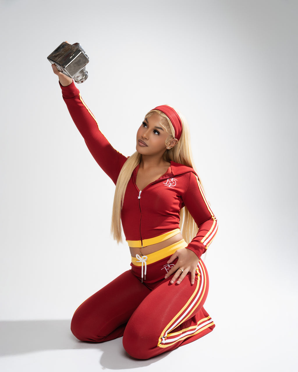 RUBY RED CROPPED ZIP - UP HOODIE